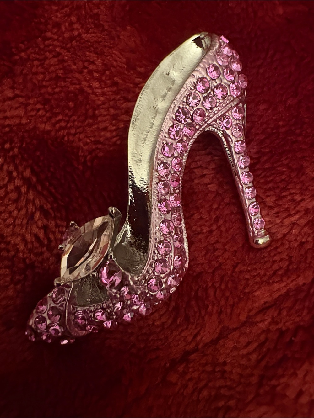 Crystal Embellished Pink High Heel Brooch - Women's Shoe Accent